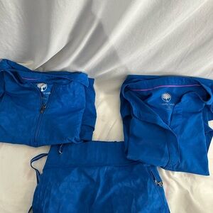 Healing Hands Women’s Blue Scrub Set 2 Tops/1 pant Size 3X Medical Uniform